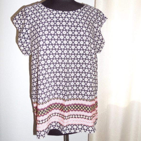Sweet Rain Tops - SWEET RAIN Top Size XL Black Short Sleeve BLOUSE